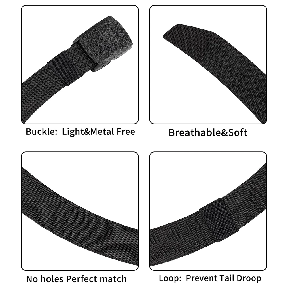 Durable Hot Selling Tactical Fashion Nylon Belt Lightweight Plastic Buckle Metal Free Tactical Belt