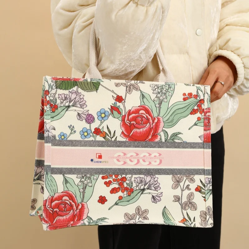 Xien Custom Printing Designer Luxury Large Capacity Women Canvas Book Tote Bag for Ladies