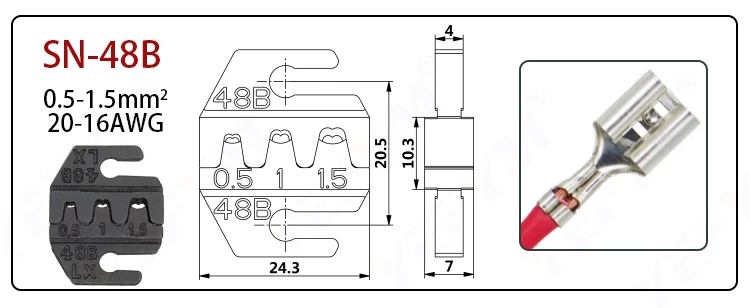 Jaw Kit for 2.8 4.8 6.3 =SN-48B+SN-28B Crimping Pliers Set SN-48BS