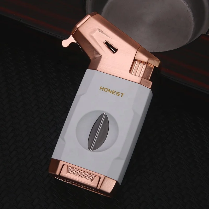 New Multifunctional Lighter 2-in-1 Inflatable Lighter with sharp Cigar Cutter and Visible air Chamber