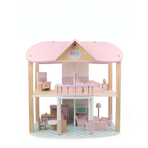 Children DIY Wooden Doll House Educational Pretend Play Furniture Model Toy for Kids