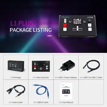 FEELWORLD L1 PLUS PTZ Control Fast Streaming 4 Channel 1080p Touch Screen Video Mixer Switcher detail image