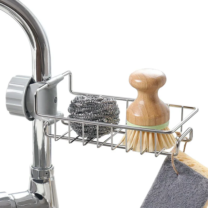 Household Sponge Cloth, Dishwashing and Drainage, Hanging Basket Faucet Storage Rack, Kitchen Stainless Steel Sink