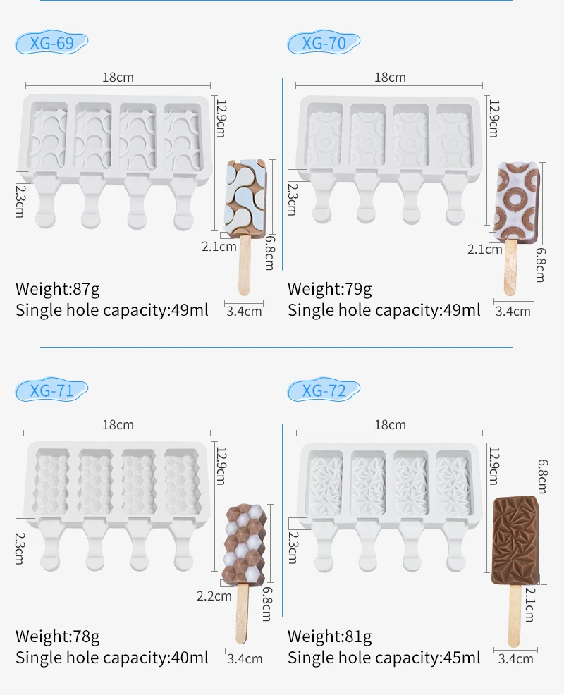 Dumo New Style Ice Cream Mold Silicone Diy Wave Heart Chocolate Ice