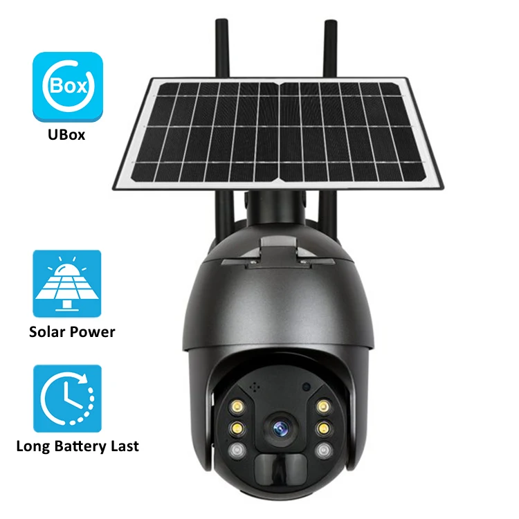 8w 2mp 4mp Ubox Pir Smart 4g Solar Cctv Rechargeable Battery Ptz Camera