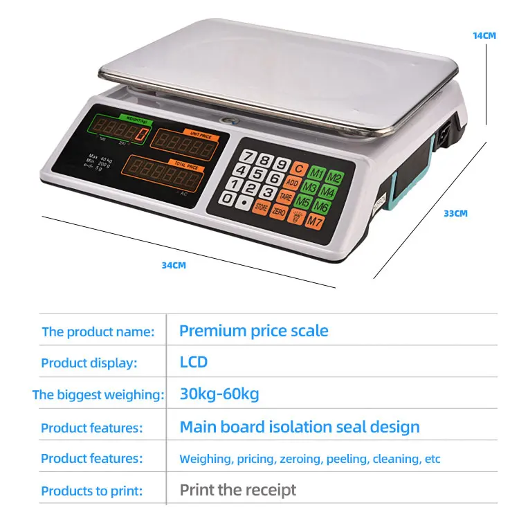Digital Electronic Price Scale Weighing Scales Supermarket Pricing Weighing Scale