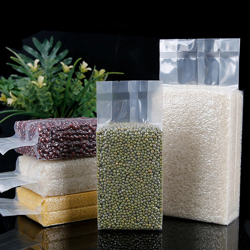 Customized  Printing Biodegradable Heat Seal   Standing Pouch Vacuum Bag Food Packaging Transparent Food Rice Plastic Bag