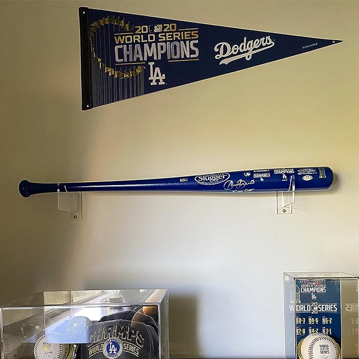 Wall Mounted Clear Acrylic Baseball Bat Holder Slatwall Transparent