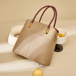 2026 New Fashion Designer Women's Genuine Leather Waterproof Tote Bucket Bags Large Shoulder Handbags Zipper Closure