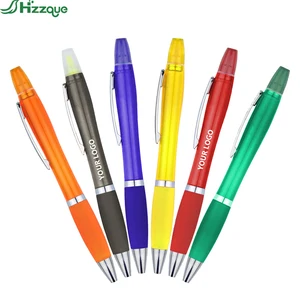 Wholesale Plastic 2-in-1 Custom Multicolor Ballpoint Pen & Highlighter with 1.0mm Black Ink and Promotional Logo