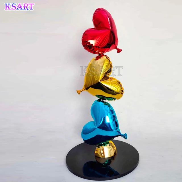 Large glass fiber heart sculpture Nordic color love resin crafts home love balloon decoration