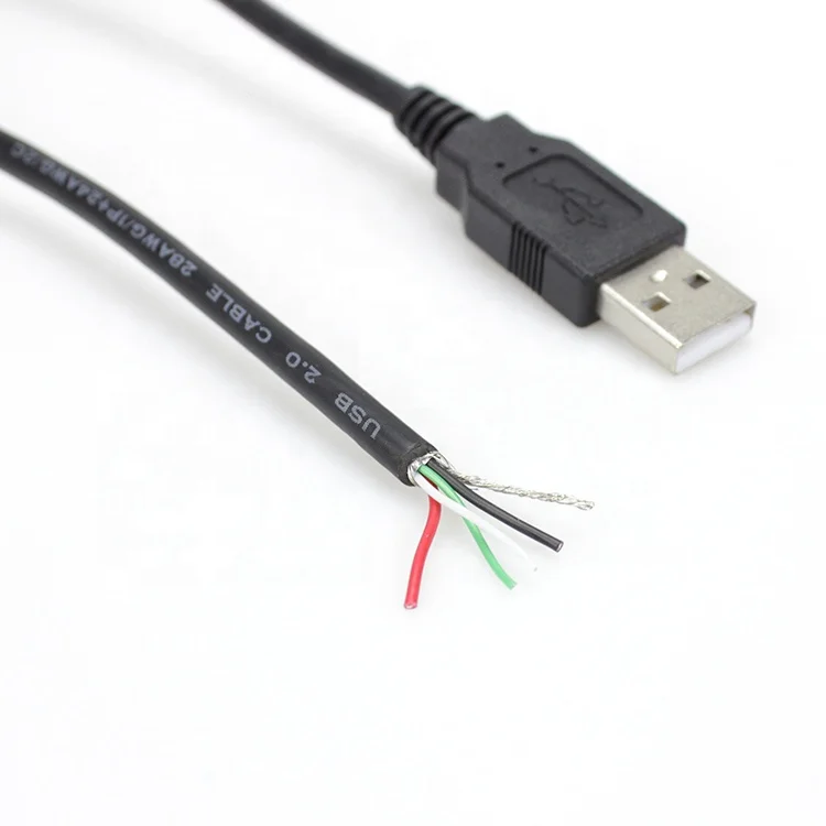 Custom USB 2.0 Type-A Male to Bare Wire Cable Braid Shielded Data Cable for Computer Printer Camera