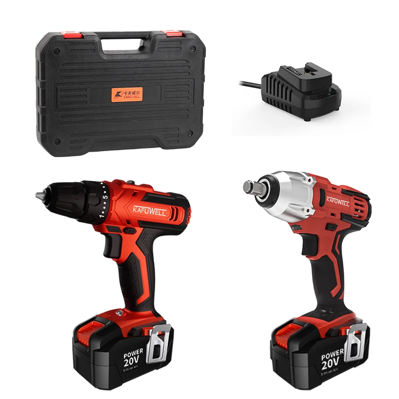 Kafuwell Pa4960a 2 Piece Electric Drill And Impact Wrench 20v Cordless
