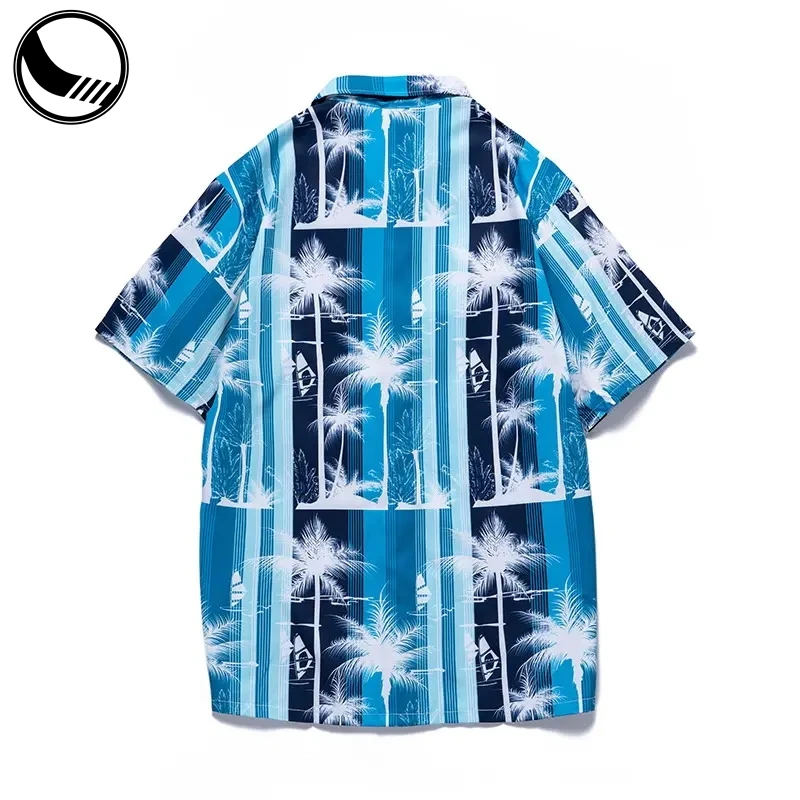 Loose Hawaiian Oversized Drop Shoulder Long Sleeve Kid Casual Loose Beach Hawaiian Shirt Beach Shirts Men manufacture