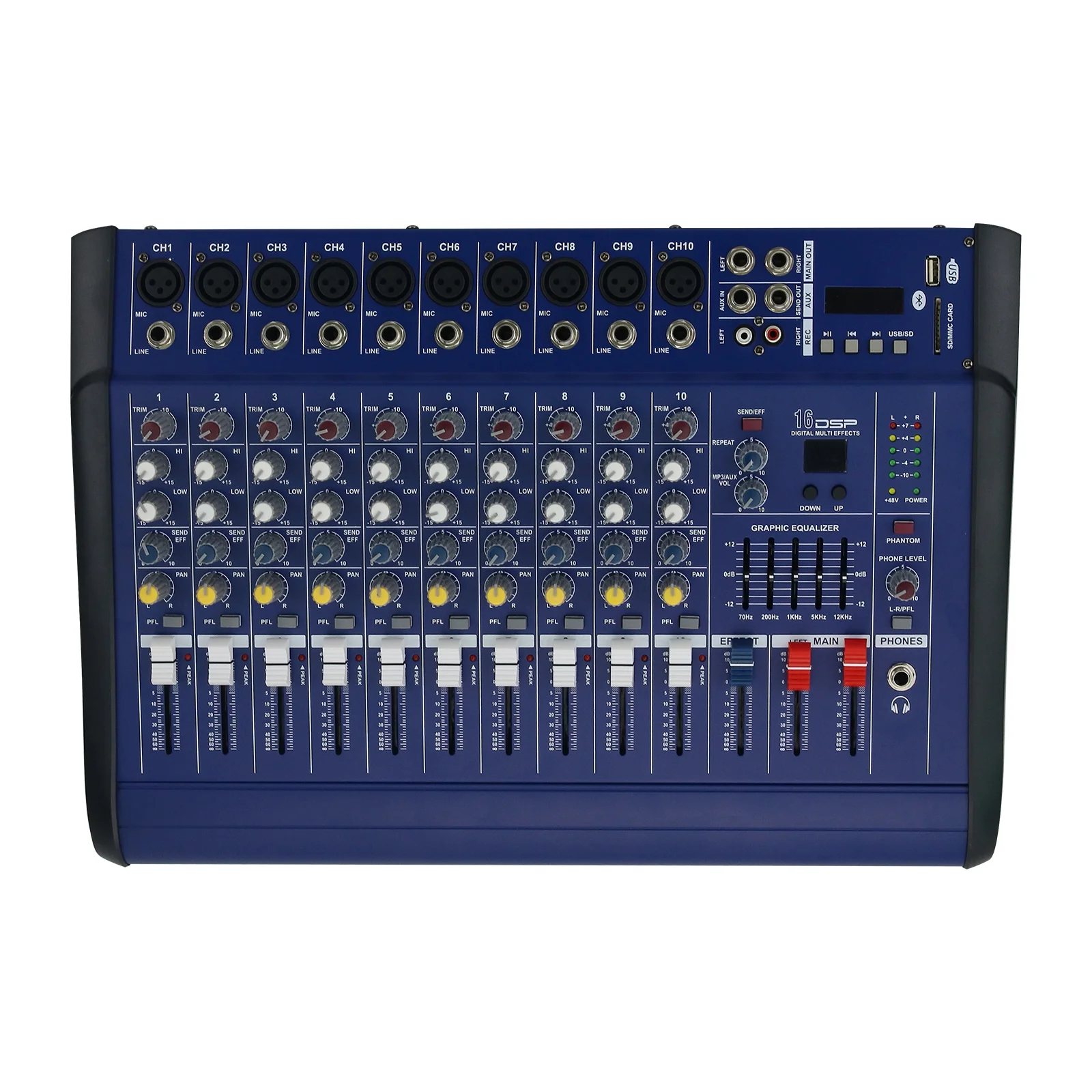 2000Watts 10 Channel Professional Powered Mixer Power Mixing Amplifier Amp Audio Mixer