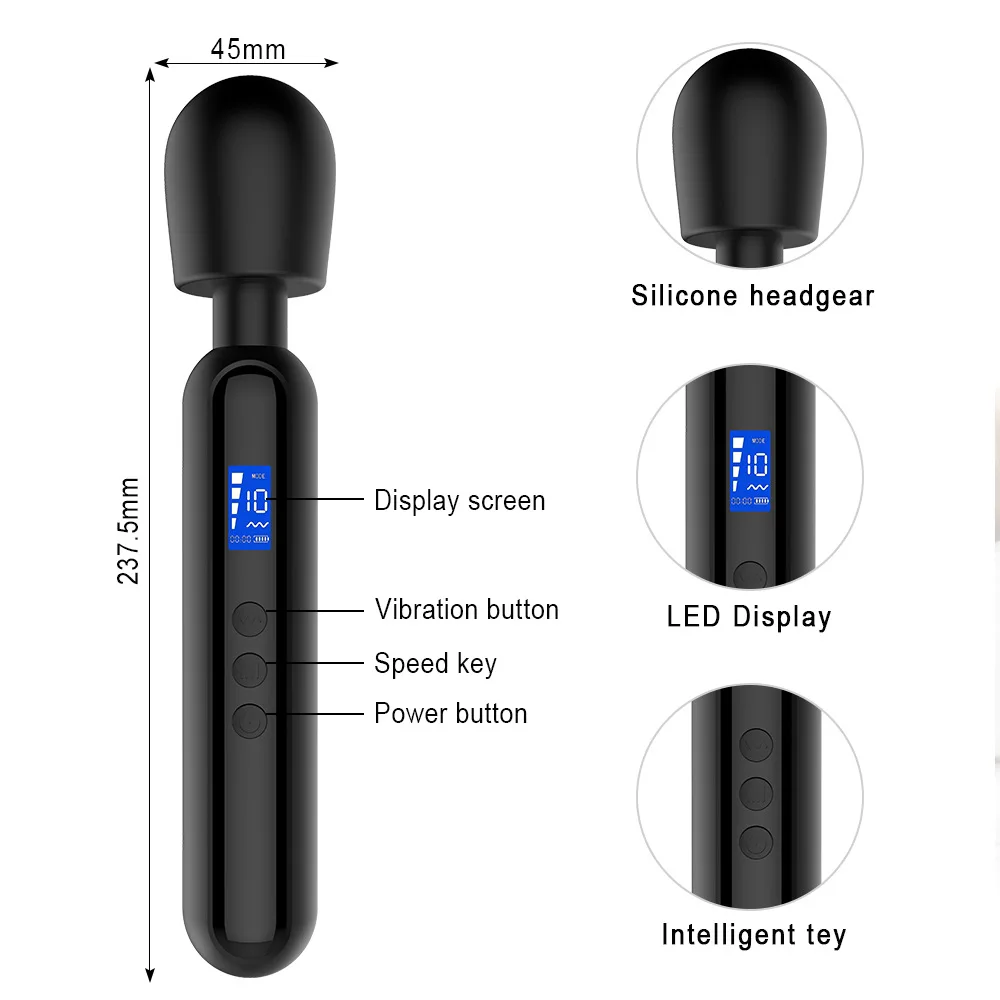 8 Speed 20 Frequency Powerful Usb Mini Silicone Vibrating Body Massager Dildo Sex Toy AV Stick Wand Vibrator for Women
