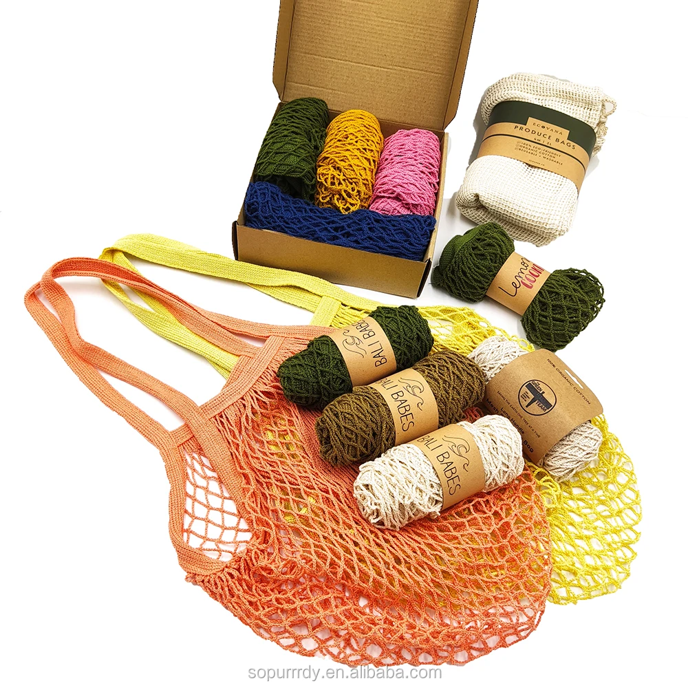 
Экологичная многоразовая продуктовая сумка SopurrrdyEco с пользовательским логотипом, нулевые отходы, многоразовая пляжная Сетчатая Сумка из 100% хлопка, крем 