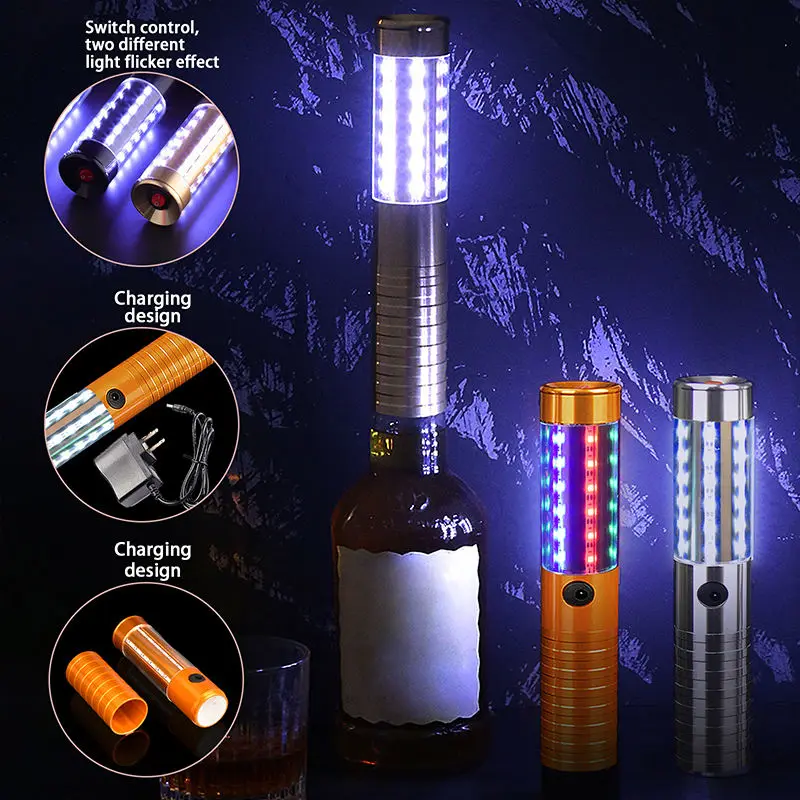 Aluminum Alloy Rechargeable Champagne Bottle Service Led Strobe Baton