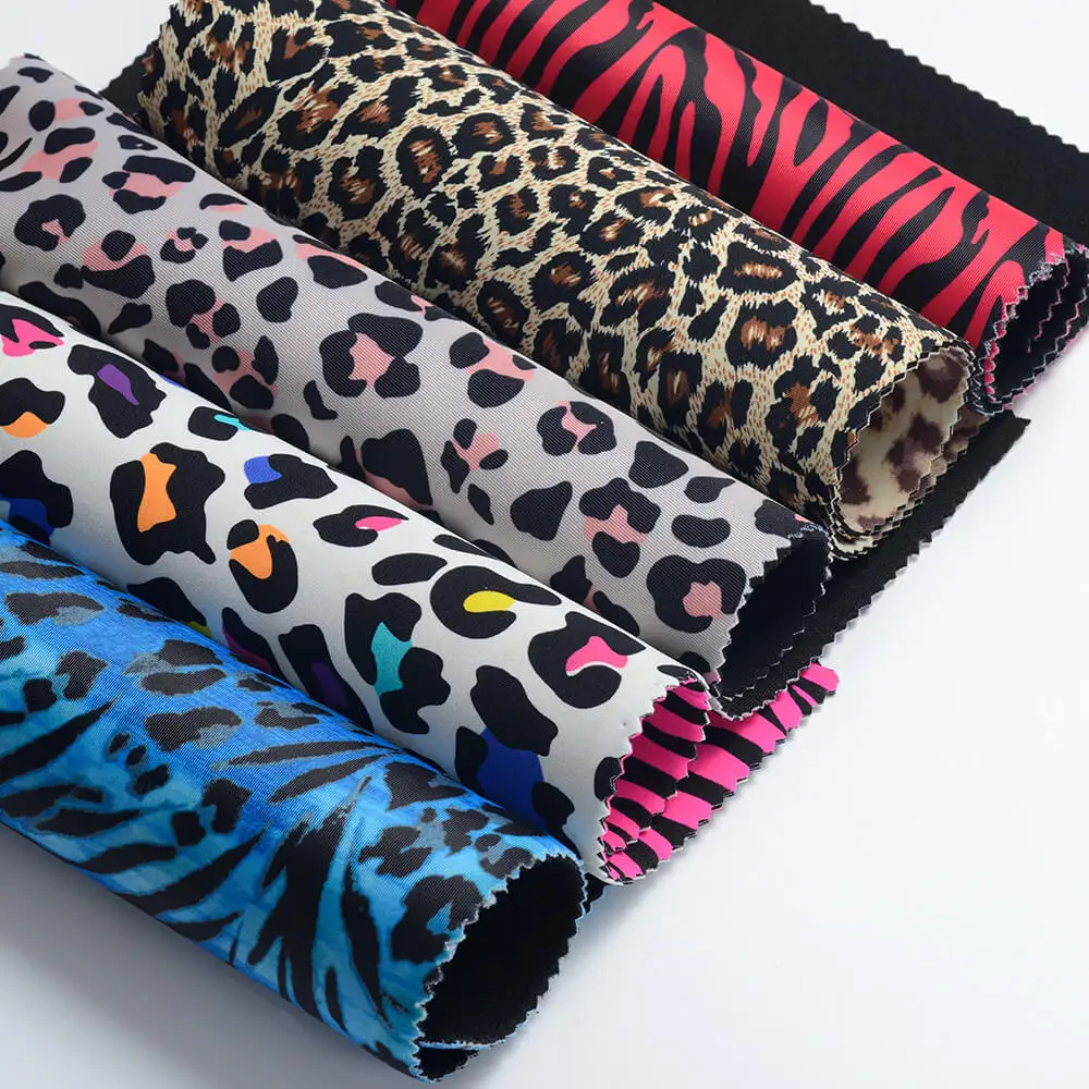 Odorless Leopard Patterned Printed Fabric Neoprene Rubber Sheets for Bags Waterproof 5mm 7mm