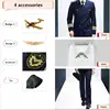 Dark Blue coat+Pants+Shirt+4 accessories