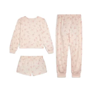 High Quality Pink Bows Print Cotton Pajamas Set for Girls Cute Baby Sleeper Breathable Gaoteng Brand Factory Price for Spring