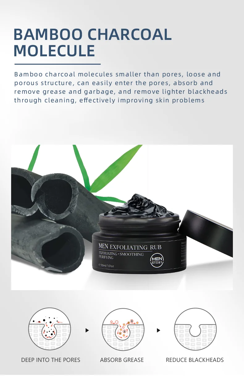 Oem Men Face Scrub With Charcoal And Green Tea Remove Acne Scarring And