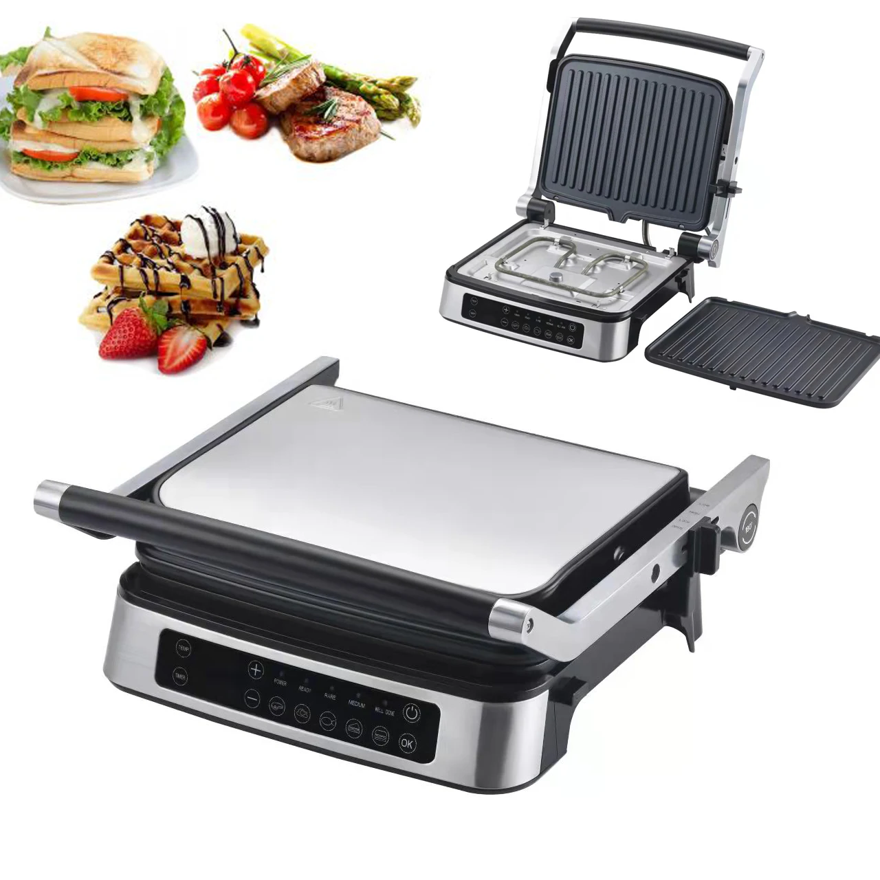 Stainless Steel Electric Indoor Panini Press Sandwich Maker Smokeless