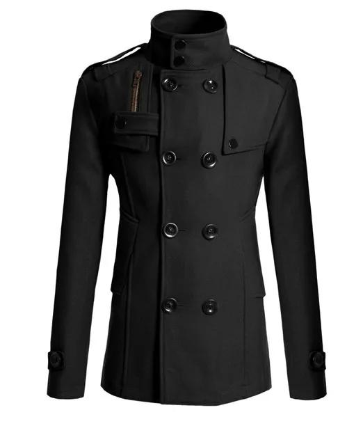 Men's winter warm lapel trench coat, double-breasted woolen jacket, windproof trench coat for men, stylish outerwear for cold weather