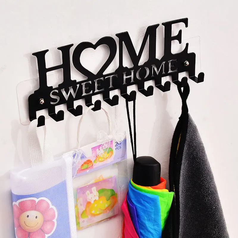 New iron Art HOME creative key hook perforation-free shelving towel hook row hook