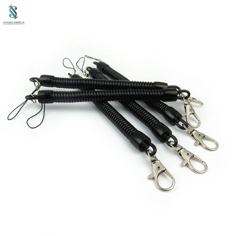 Оптовая продажа с фабрики, изготовленная на заказ Весенняя пластиковая рулонная веревка, ремешок для ключей, Весенняя цепочка для мобильного телефона