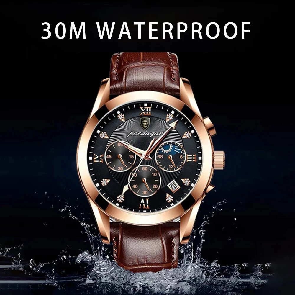 Wholesale POEDAGAR Top Brand Luxury Men's Watch 30m Waterproof