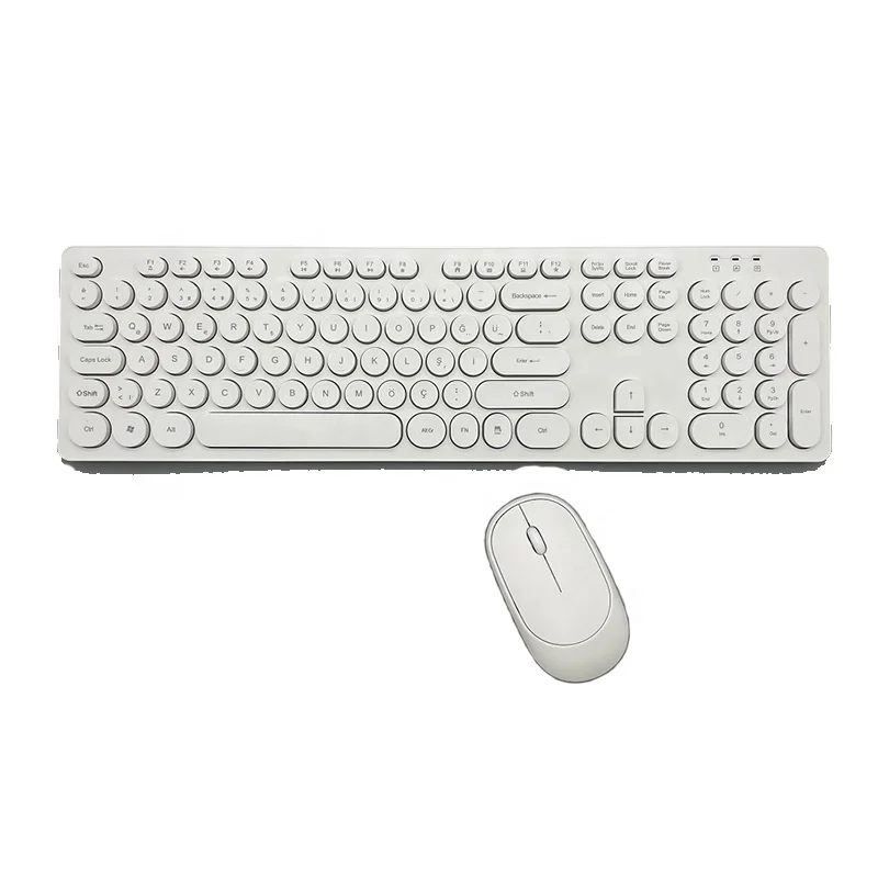 Модные яркие 2,4G Беспроводная клавиатура и мышь комбо мультимедиа турецкий/США/Испанский макет молчание Ретро Ключи KMSW-103R