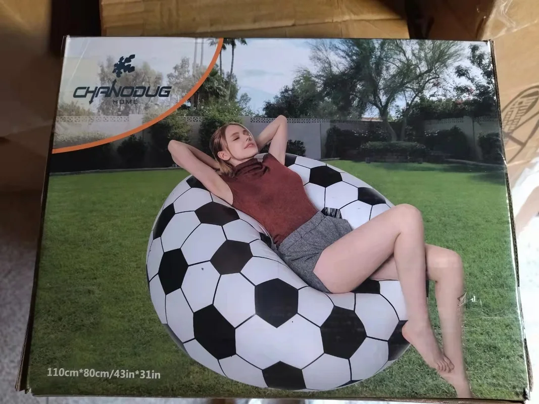Inflatable Soccer Ball Sofa Chair Lazy Air Pull Out Chair Dorm Corner