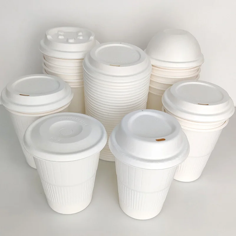 Pulp Sugarcane Bagasse Wholesale Custom 98mm Disposable Biodegradable Paper Coffee Cup Lid 90mm