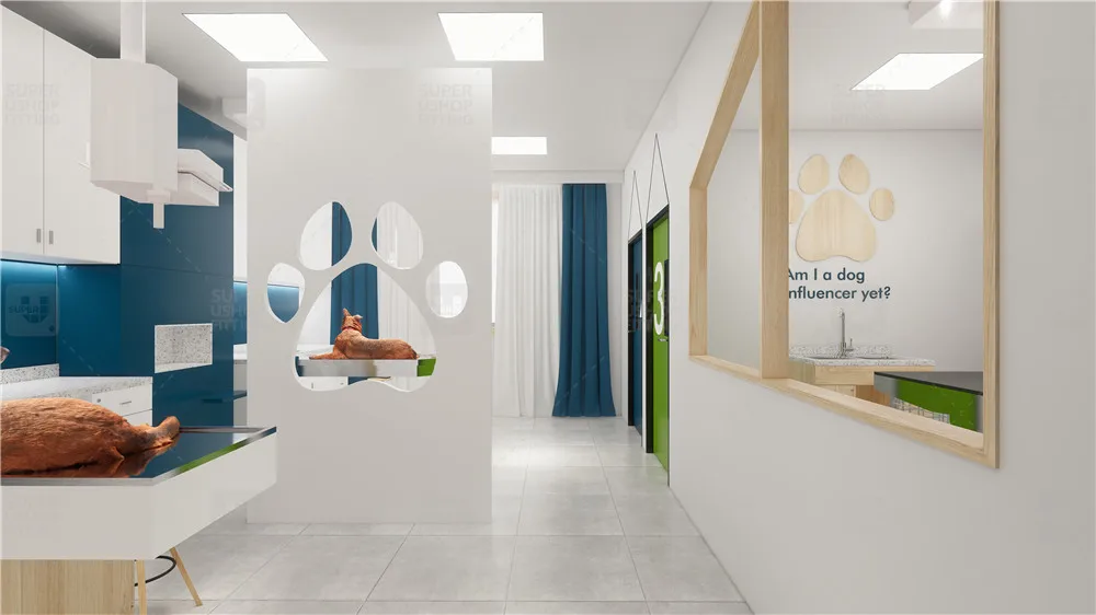 Warm Wood Cat Pet Shop Display Shelf Custom Design