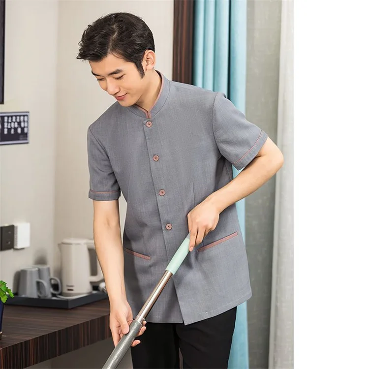 Hombres mujeres Hotel limpiador servicio de habitaciones limpieza logotipo  personalizado restaurante personal de limpieza uniforme de trabajo mujeres 
