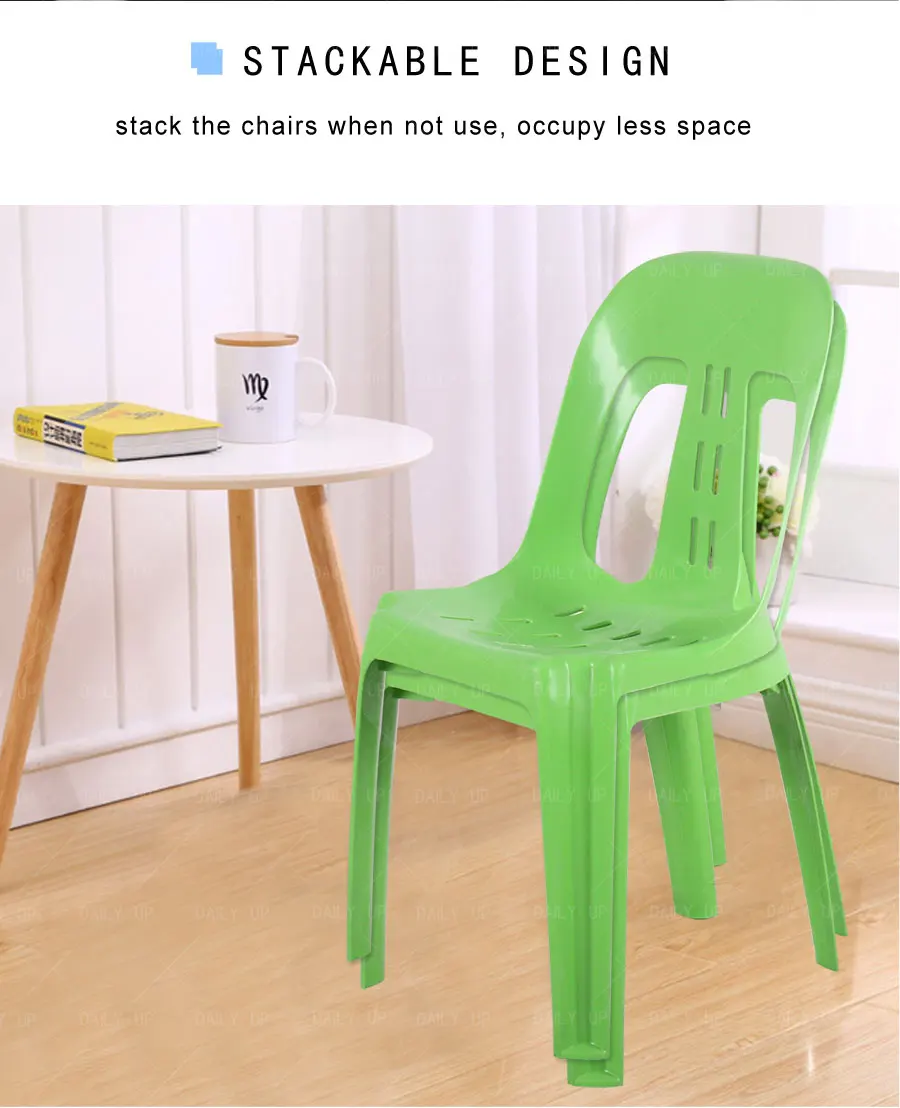Cheap Plastic Garden Chair Stackable Outdoor Beach Chair Stacking Armless PP Leisure Dining Chair For Restaurant Kitchen Park
