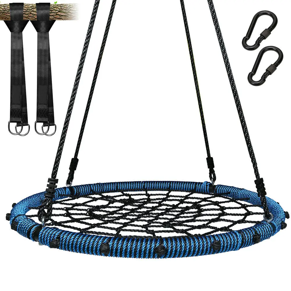 39 Inch Spider Web Tree Swing Outdoor Saucer Net Swing Platform  Backyard Round Flying Swing