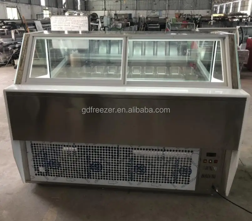 Economic Type Ice Cream Gelato Showcase Display Freezer With 24 Pans