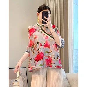 2026 Summer New Generation Elegant Fashion T-shirt Chinese Mother Jacket Elegant Temperament Casual Breathable Short Sleeve