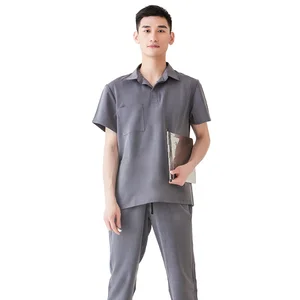Fast Delivery Factory Made Men's Medical Scrubs Uniform Anti Wrinkle Scrub Sets Woven Fabric Polyester/Rayon/Spandex