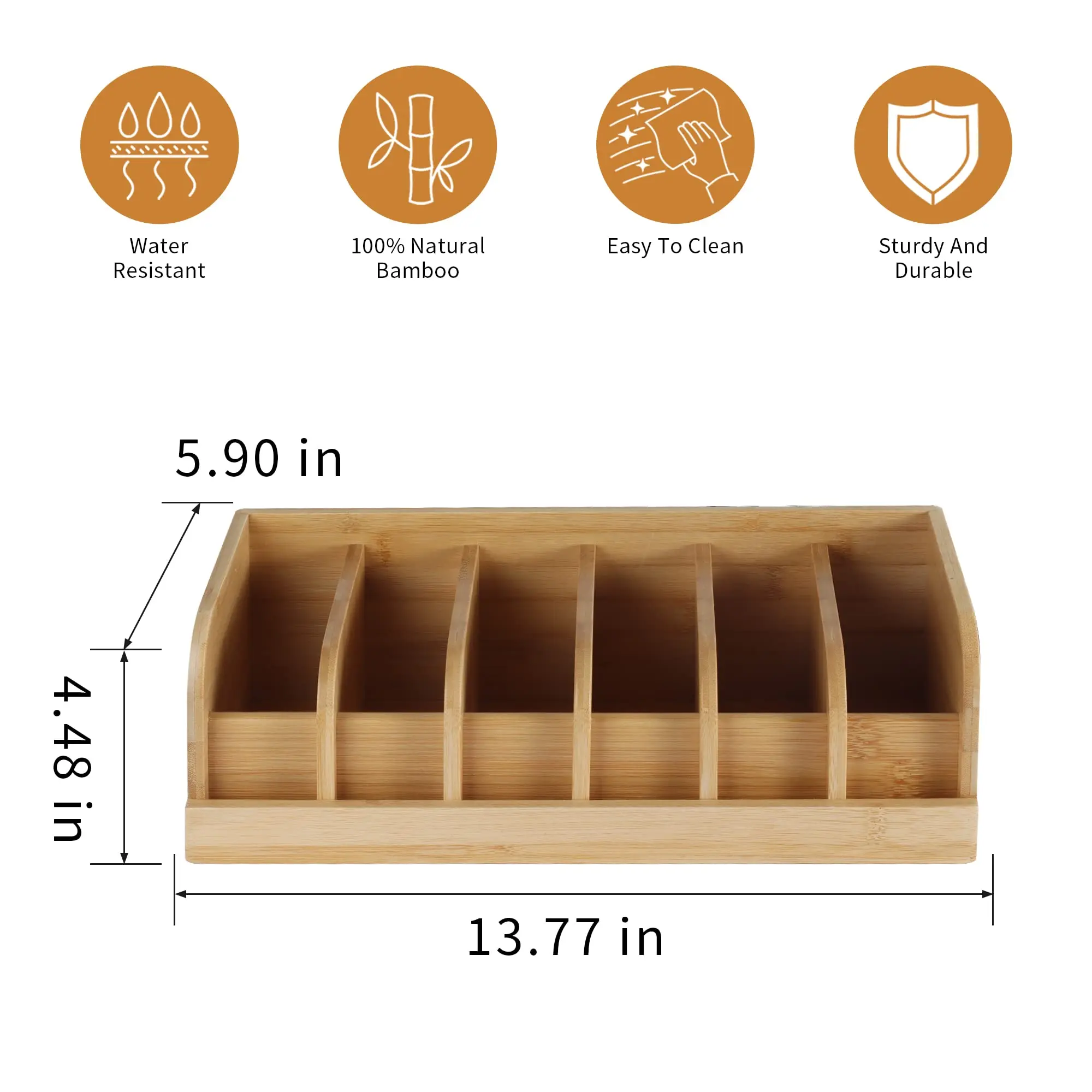 Bamboo Belt Organizer Box 6 Slot Belt Storage Rack Organizer For Closet