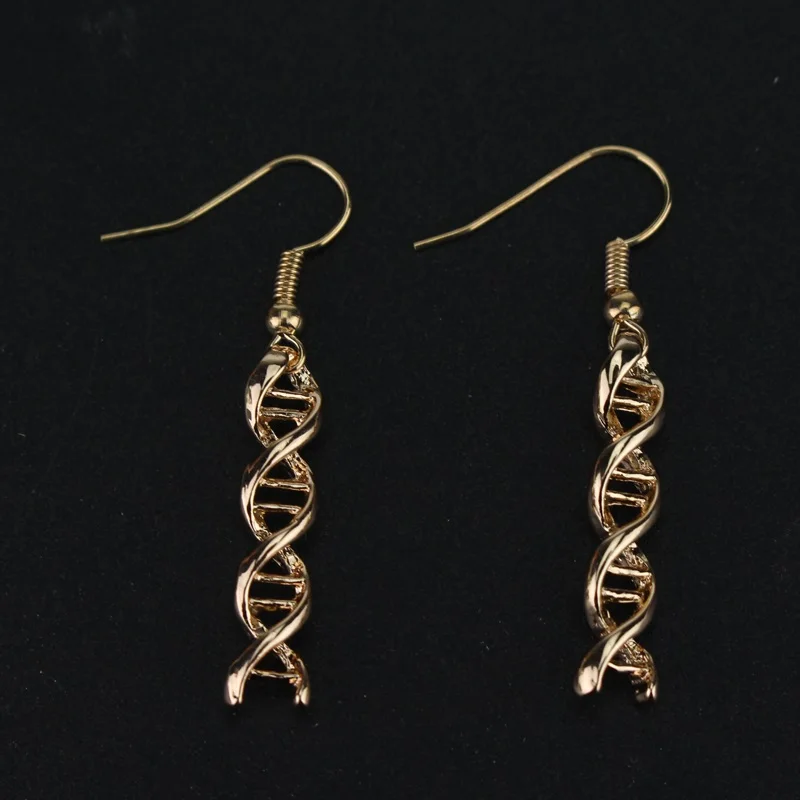 Orecchini A Molecola DNA A Doppia Elica – In Argento E Oro, Rame Placcato Rodio, Per Scienziati E Appassionati Di Biologia – Coadipress