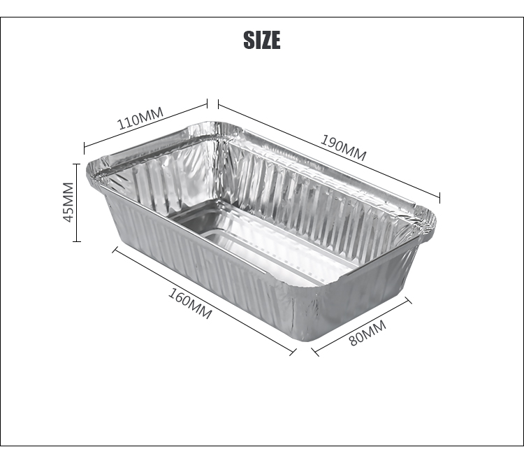 Custom 360ml Rectangular Foil Trays Water Treatment Aluminum Sarter Packaging