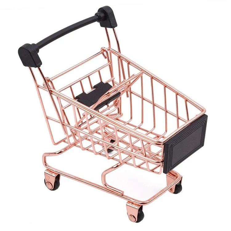 Mini Metal Shopping Cart Salesman Sample for Children Pretend Play Toy Home Office Desk Dollhouse Decoration
