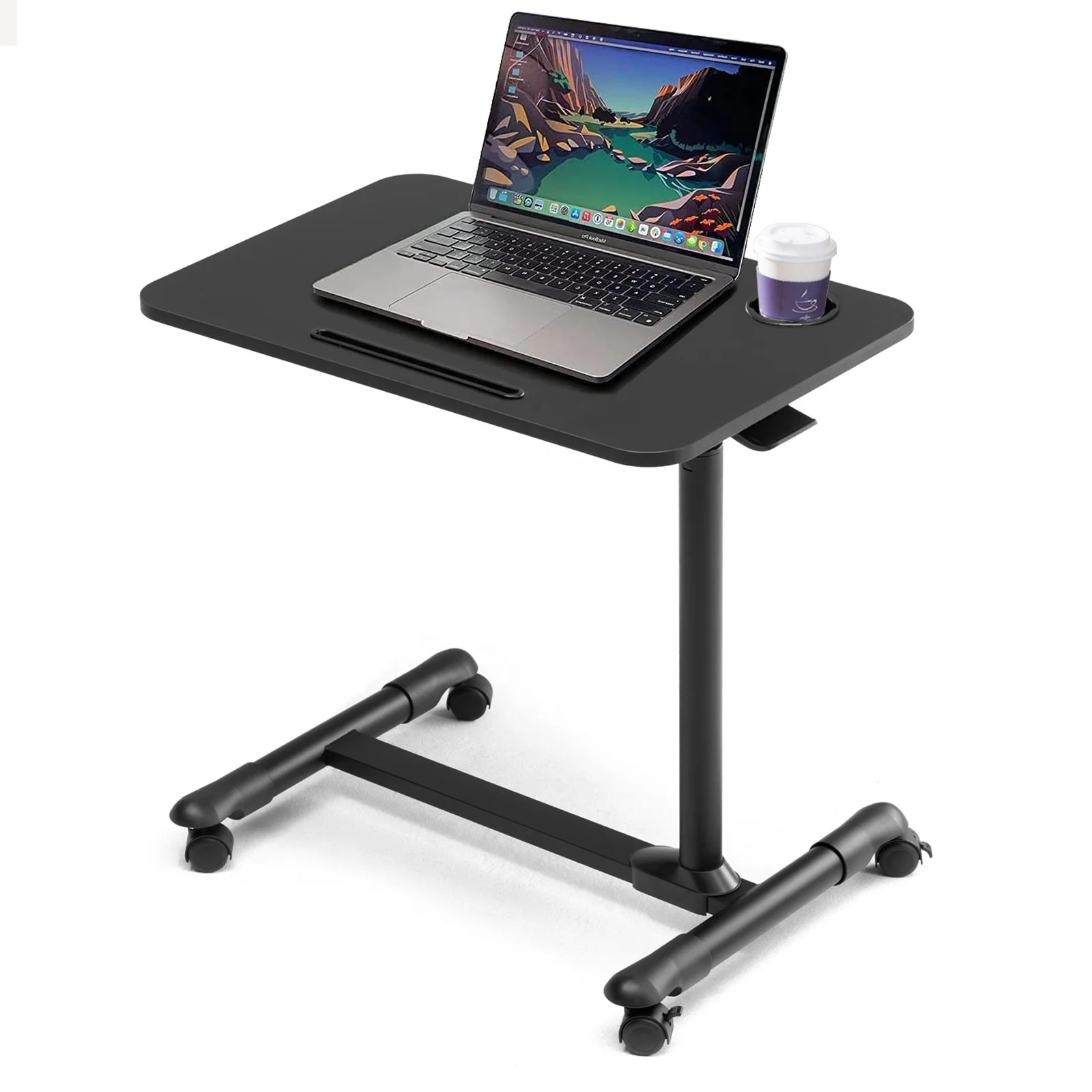 Overbed Table Hospital Bed Table Swivel Wheel Rolling Tray Adjustable Over Bedside Home Desk Laptop Table
