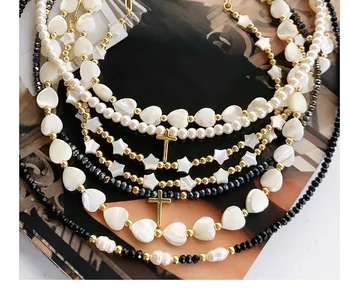 Wholesale heart-shaped shell necklace, Nature Mother of Pearl Shell Choker Necklace for women