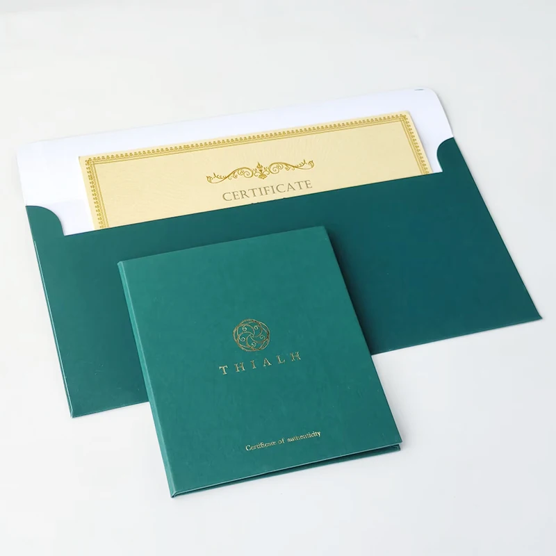 Golden Stamping Custom Logo Certificate Holder Paper Holder Jewelry