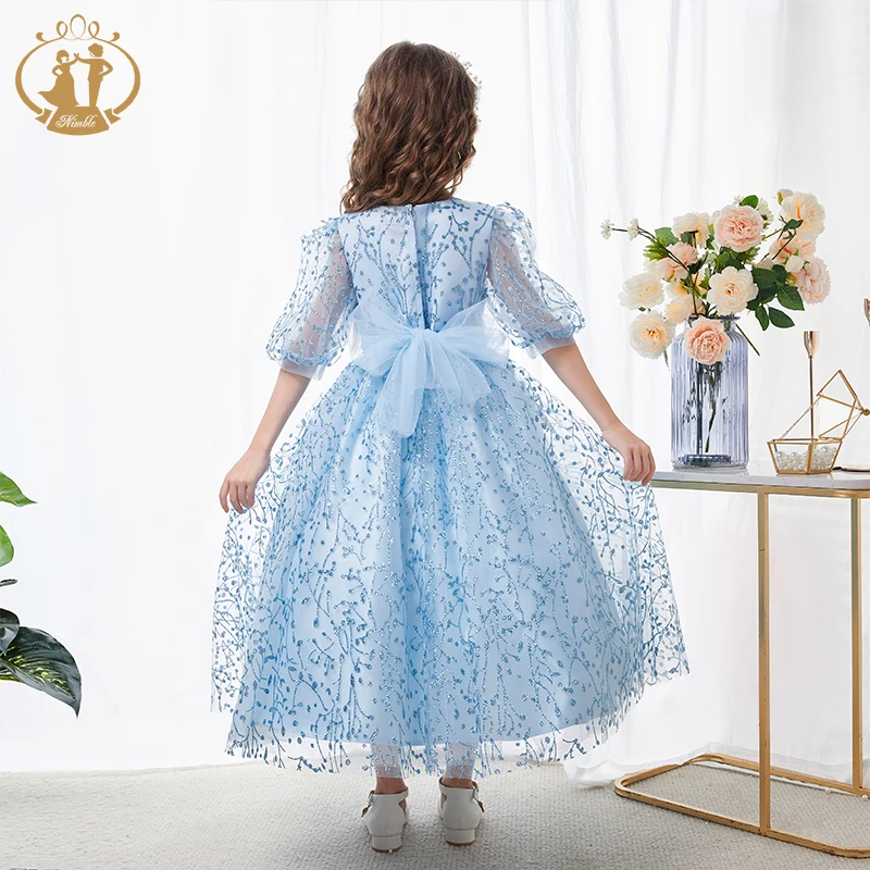 Nimble Blue Simple Girls Long Dress Perfect Flower Girl Dresses
