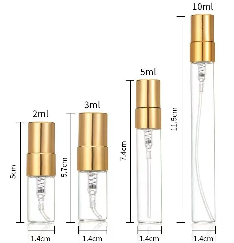 2ml / 5ml / 8ml / 10ml Atomizer Glass Perfume Sample Bottles Cosmetic ...